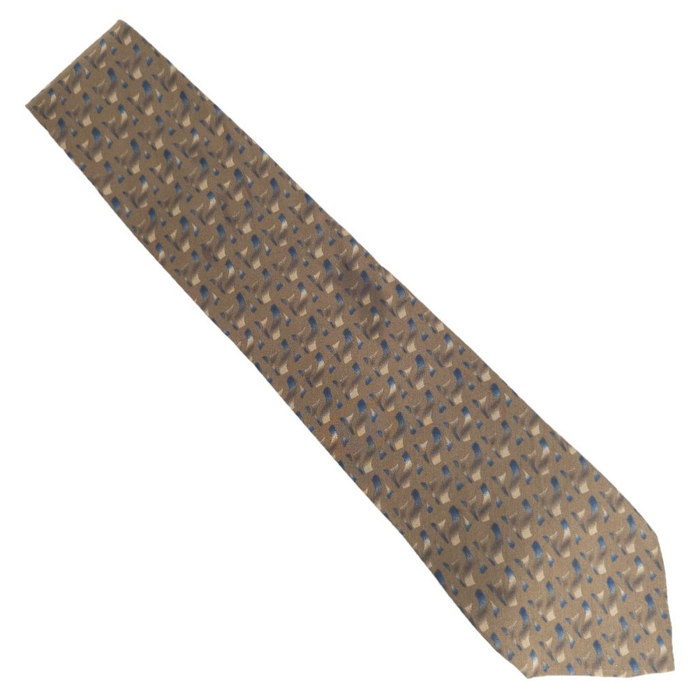 Daniel Hechter Men Tie Geometric 100% Silk Brown Multi 59.5x3.5 - NWOT - Italy